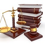 Justice concept. Law, scale and gavel.