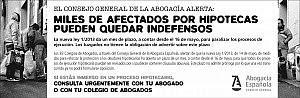 La Abogacía alerta de que miles de afectados por hipotecas pueden quedar indefensos