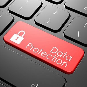 Data protection keyboard image with hi-res rendered artwork that could be used for any graphic design.