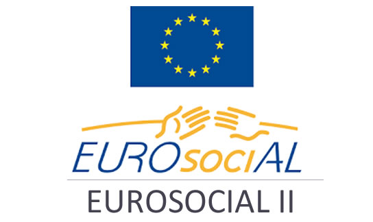 El logo de Eurosocial con la bandera de la Unión Europea