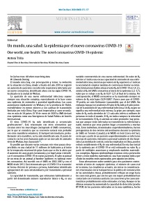 Un mundo, una salud: la epidemia por el nuevo coronavirus COVID-19