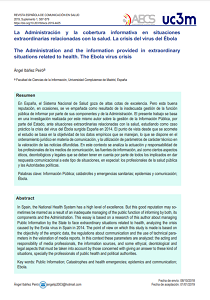La Administración y la cobertura informativa en situaciones extraordinarias relacionadas con la salud. La crisis del virus del Ébola
