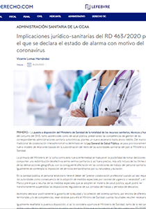 Implicaciones jurídico-sanitarias del RD 463/2020 por el que se declara el estado de alarma con motivo del coronavirus