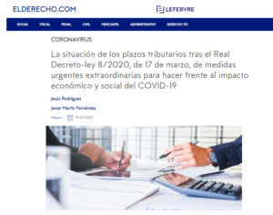 La situación de los plazos tributarios para hacer frente al impacto económico y social del COVID-19