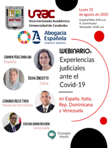 Jornada online sobre ‘Experiencias judiciales ante el Covid-19 en España, Italia, República Dominicana y Venezuela’