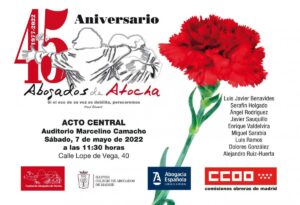 Celebran el 45º aniversario de los Abogados de Atocha