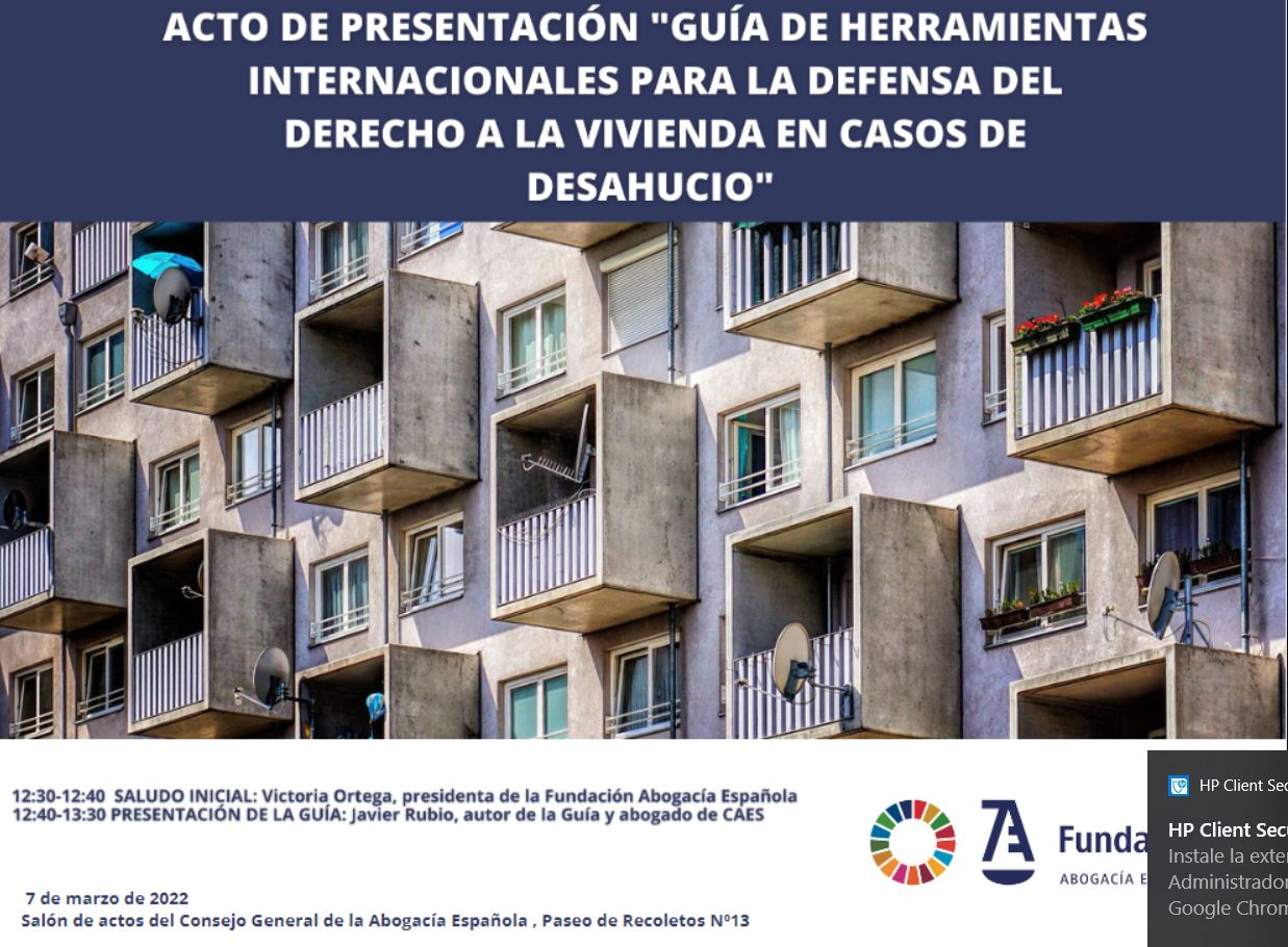 Guía “Herramientas internacionales para la Defensa del derecho a la vivienda en caso de desahucio”