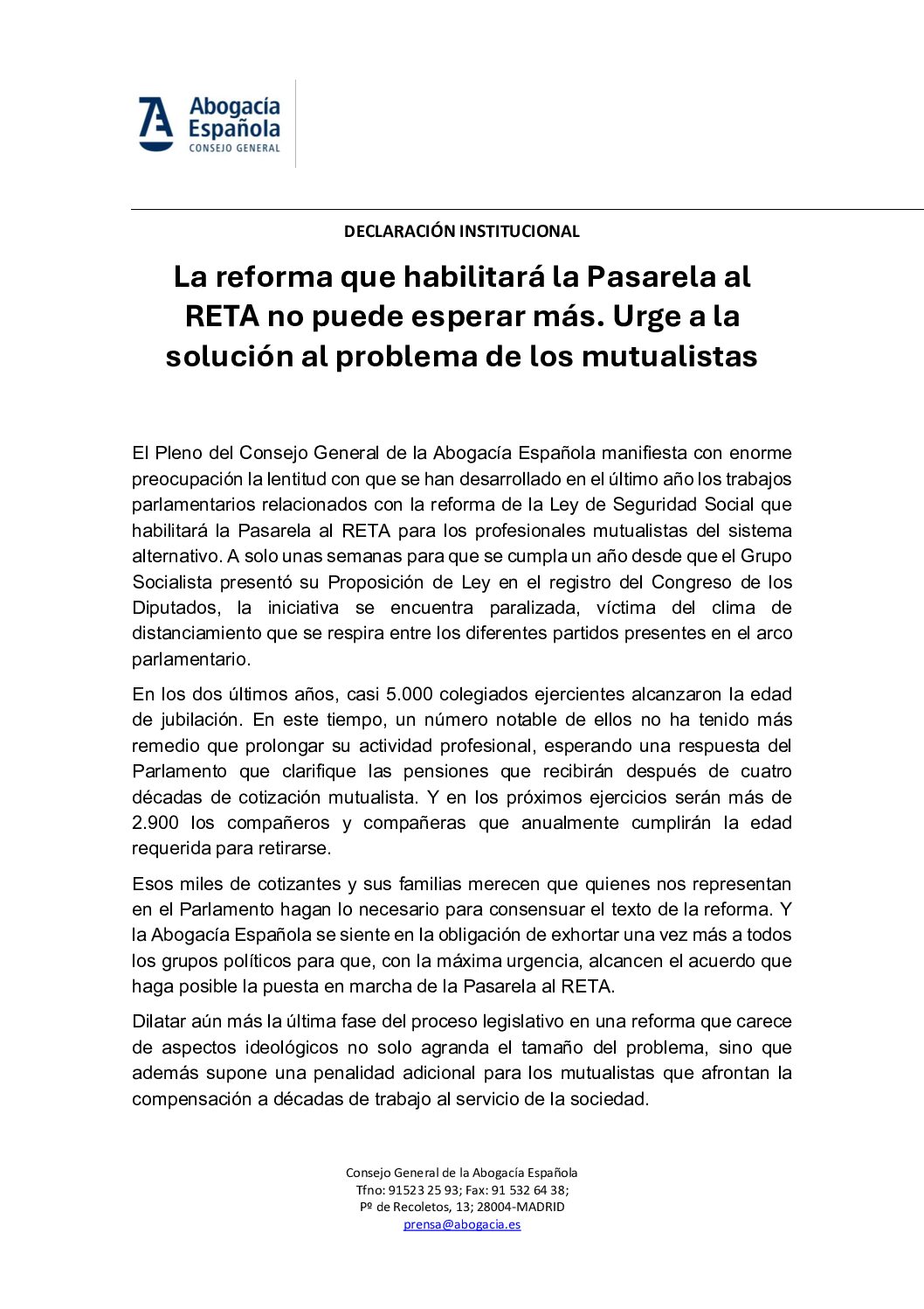 20251107 Declaración Institucional Abogacía Española