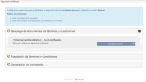 Pantalla de Descarga del contrato de ACA Plus