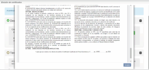 Contrato certificado emisión de ACA Plus