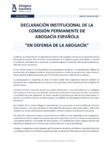 thumbnail-Declaración Institucional de la Comisión Permanente de la Abogacía Española 